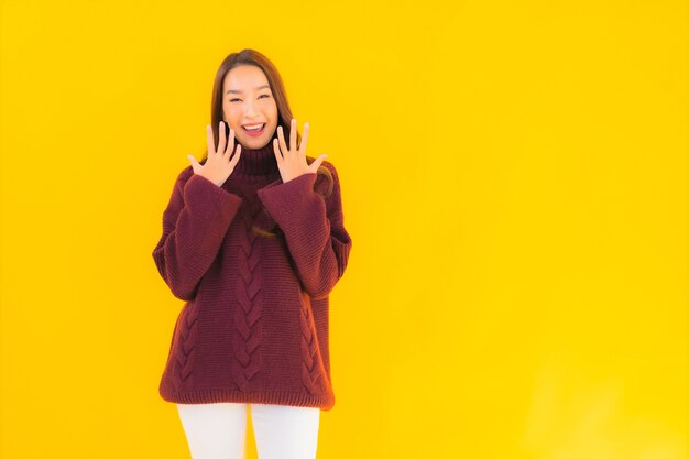 Portrait beautiful young asian woman smile happy