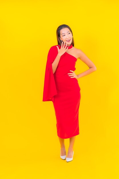 Portrait beautiful young asian woman smile with action