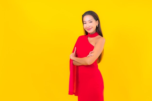 Portrait beautiful young asian woman smile with action