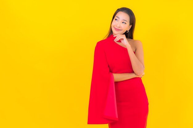 Portrait beautiful young asian woman smile with action