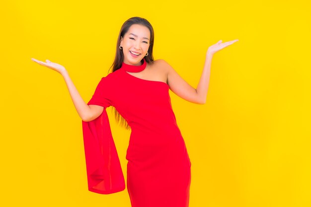 Portrait beautiful young asian woman smile with action