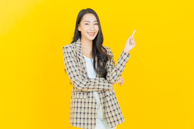 Portrait beautiful young asian woman smile with action