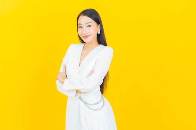 Portrait beautiful young asian woman smile with action