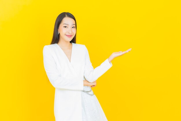 Portrait beautiful young asian woman smile with action