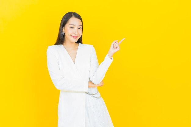 Portrait beautiful young asian woman smile with action