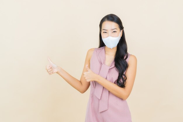 Portrait beautiful young asian woman with mask for protect covid19 or virus