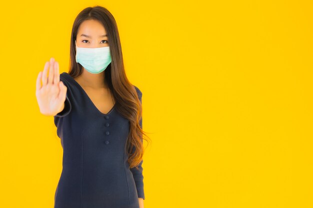 Portrait beautiful young asian woman with mask