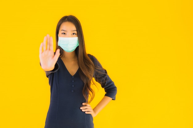 Portrait beautiful young asian woman with mask