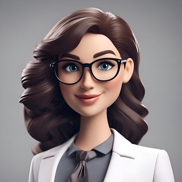 Portrait of beautiful young business woman in glasses and white suit