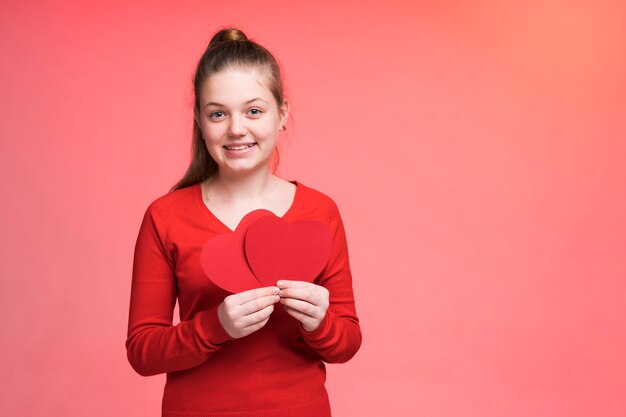 Portrait of beautiful young girl posing