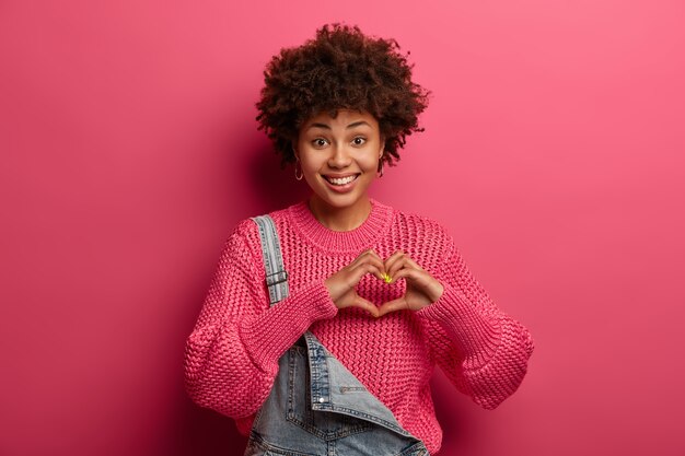 Portrait of beautiful young woman gesticulating