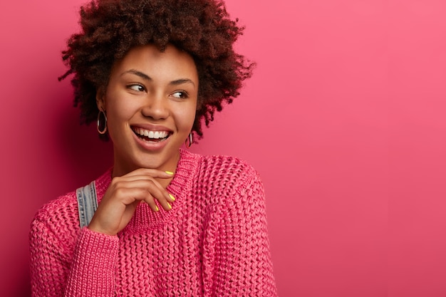 Portrait of beautiful young woman gesticulating