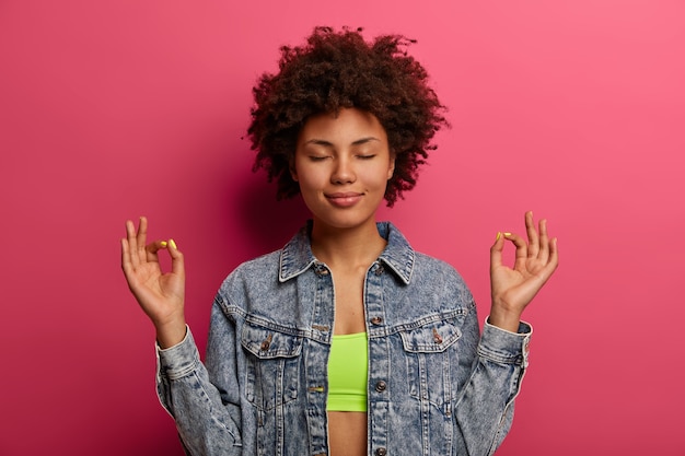 Portrait of beautiful young woman gesticulating