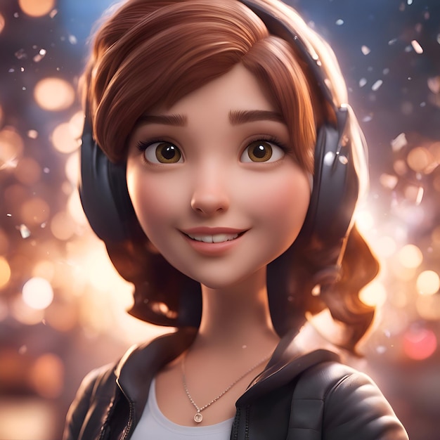 Portrait of a beautiful young woman listening to music in headphones