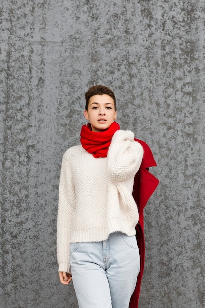 Portrait of beautiful young woman posing