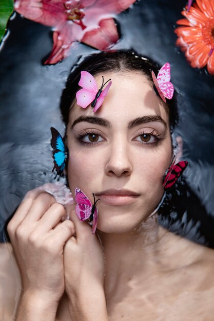 Portrait of beautiful young woman posing