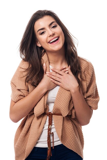 Portrait of beauty young woman laughing