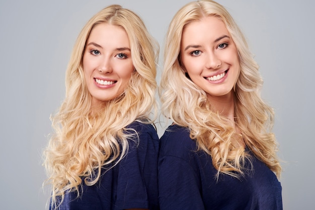 Portrait of blonde twins