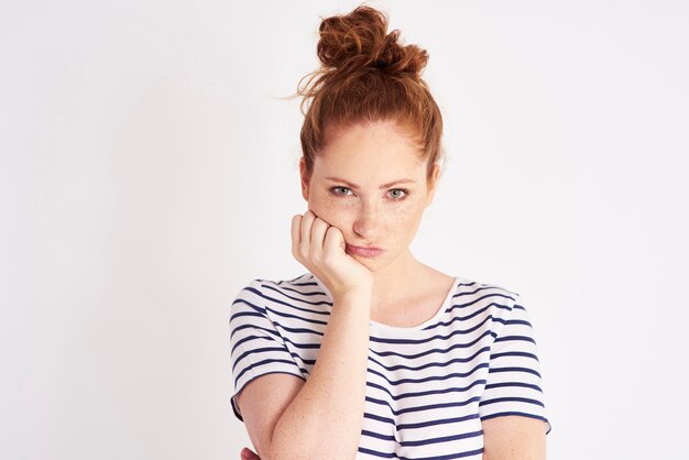 Portrait of bored and resentful woman  shot