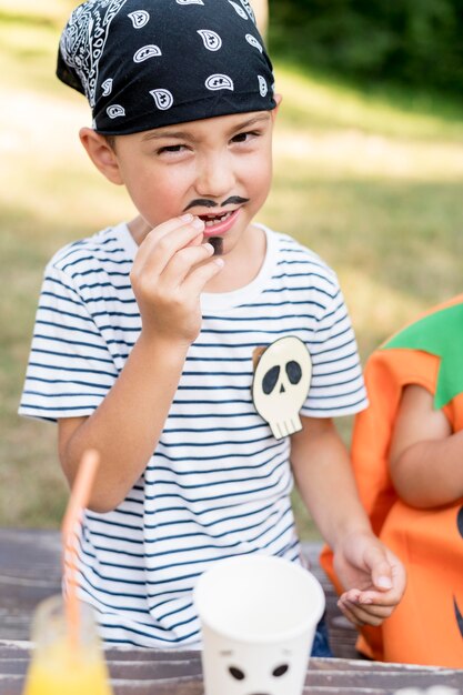 Portrait boy celebrating halloween