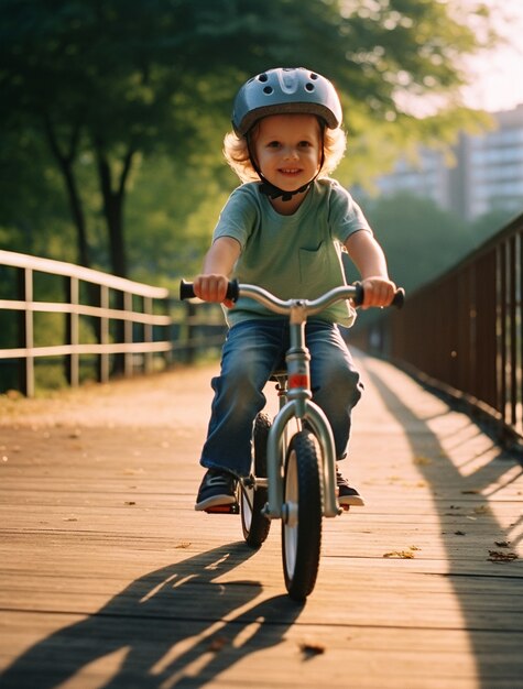 自転車に乗っている男の子の肖像画