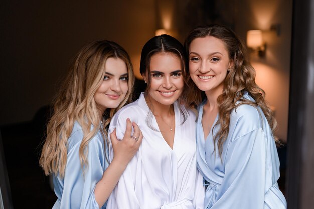 Portrait Bridesmaid With Brunette Bride