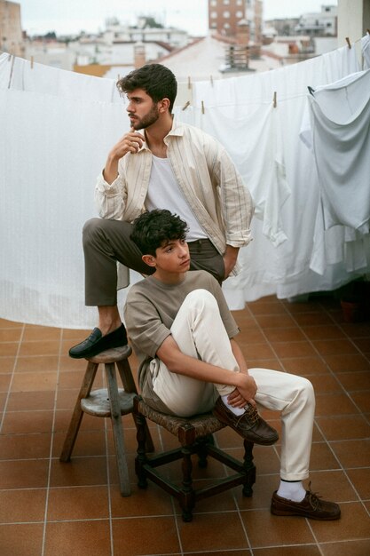 Portrait of brothers spending time together outdoors