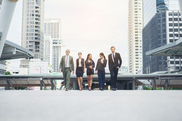 Portrait Of Business people worker Team Outside.