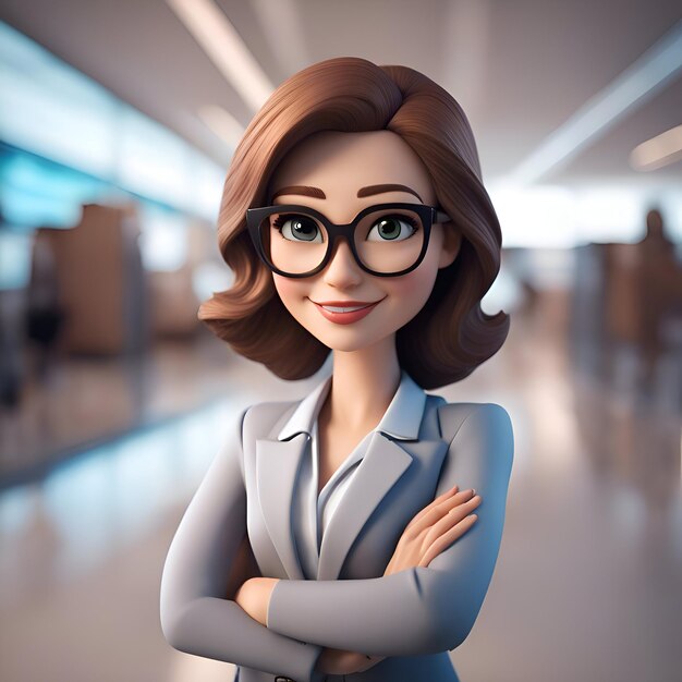 Portrait of a business woman in glasses 3d rendering