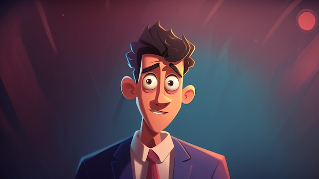 Portrait of businessman in cartoon style