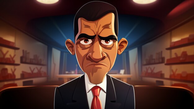 Portrait of businessman in cartoon style