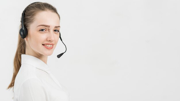 Portrait of call center woman