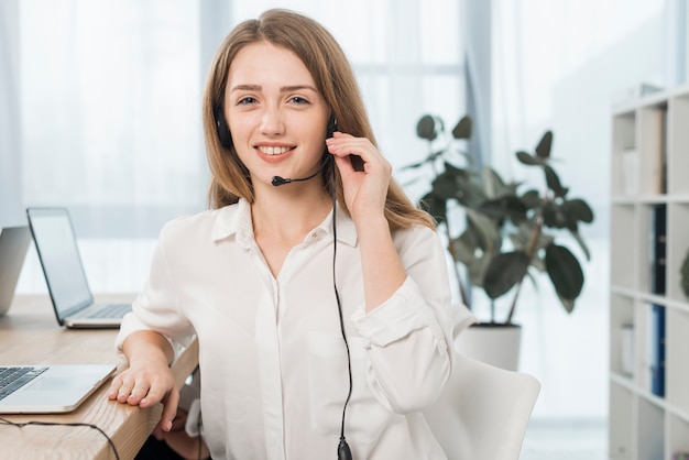 Portrait of call center woman