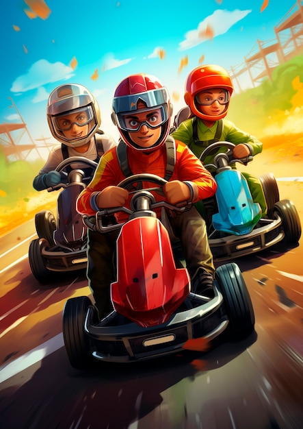 Portrait of cartoon sports team