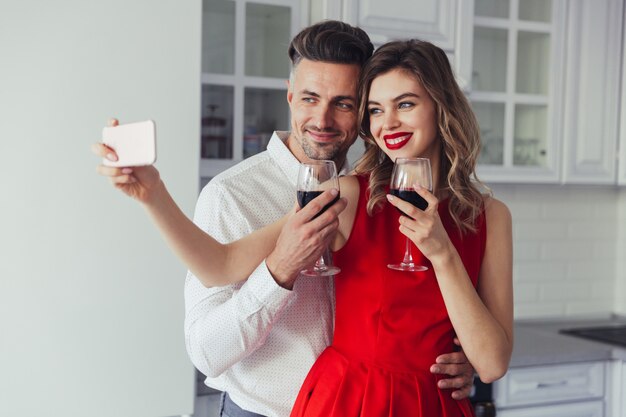 Portrait of a cheerful loving smart dressed couple