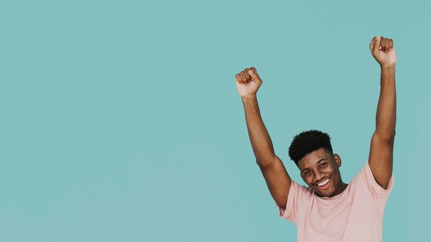 Portrait of cheerful man with copy space