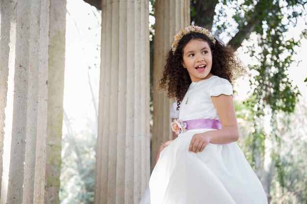 Portrait of child getting ready for their first communion