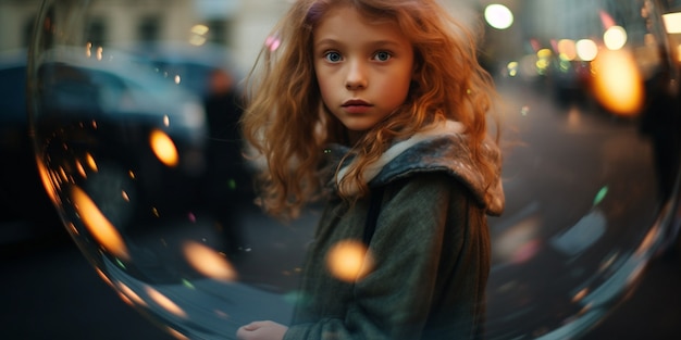 Free photo portrait of child with clear bubble