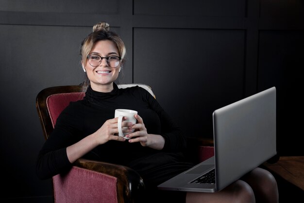 Portrait of confident businesswoman smiling