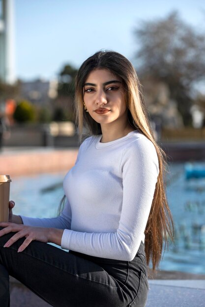 A portrait of confident young girl