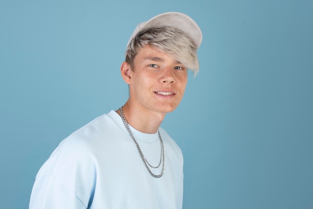 Portrait of cool teenage boy wearing a cap