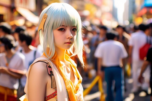 Portrait of cosplay artist dressed up as anime characters