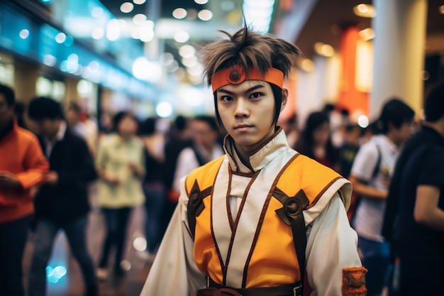 Free photo portrait of cosplay artist dressed up as anime characters