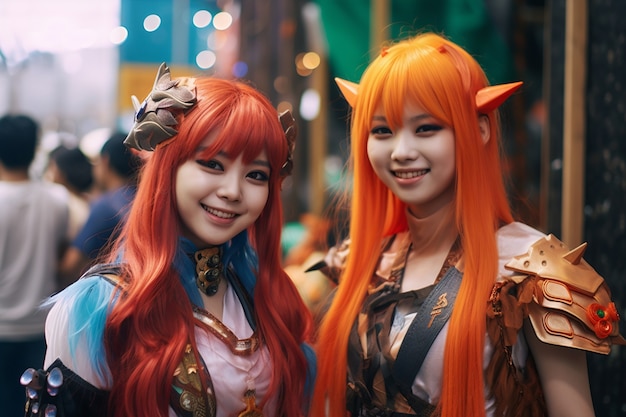 Portrait of cosplay artist dressed up as anime characters