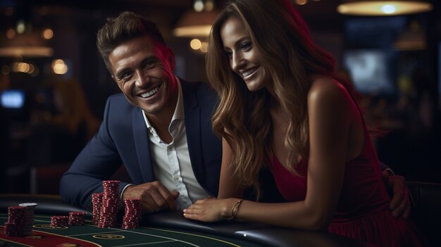 Портрет пары, играющей в азартные игры в казино