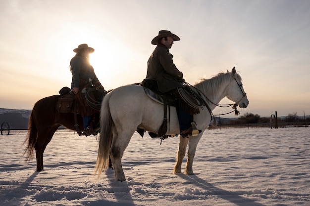 Portrait of couple on horses