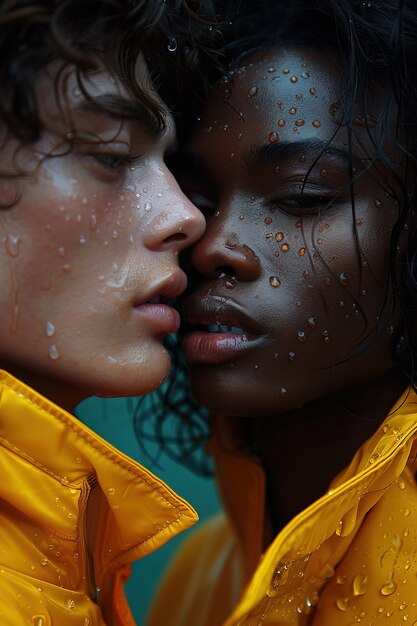 Portrait of couple wearing yellow