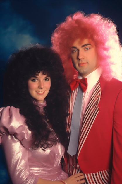 Free photo portrait of couple with funny wig