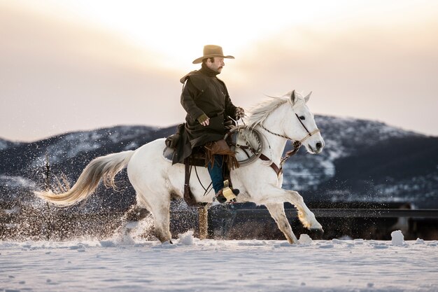 Portrait of cowboy on a horse