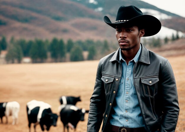 Portrait of cowboy with out of focus background